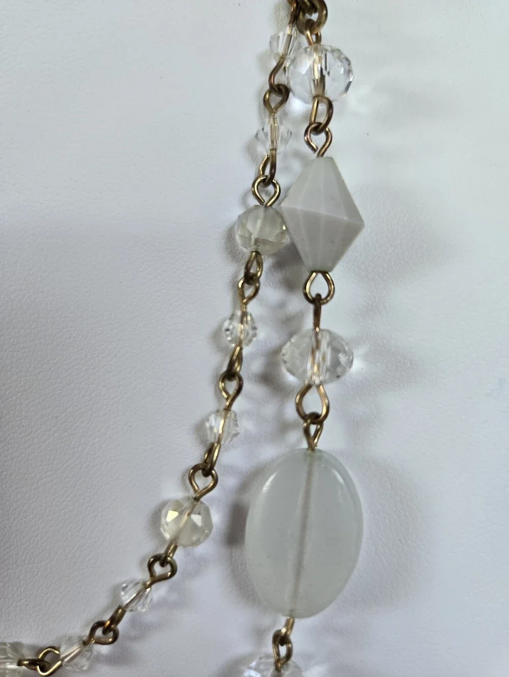 N-138-White Bead Layered Necklace-20